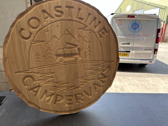 Coastline Campervans engraved Oak Sign