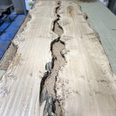 Pre Resin fill flattening of Oak Planks